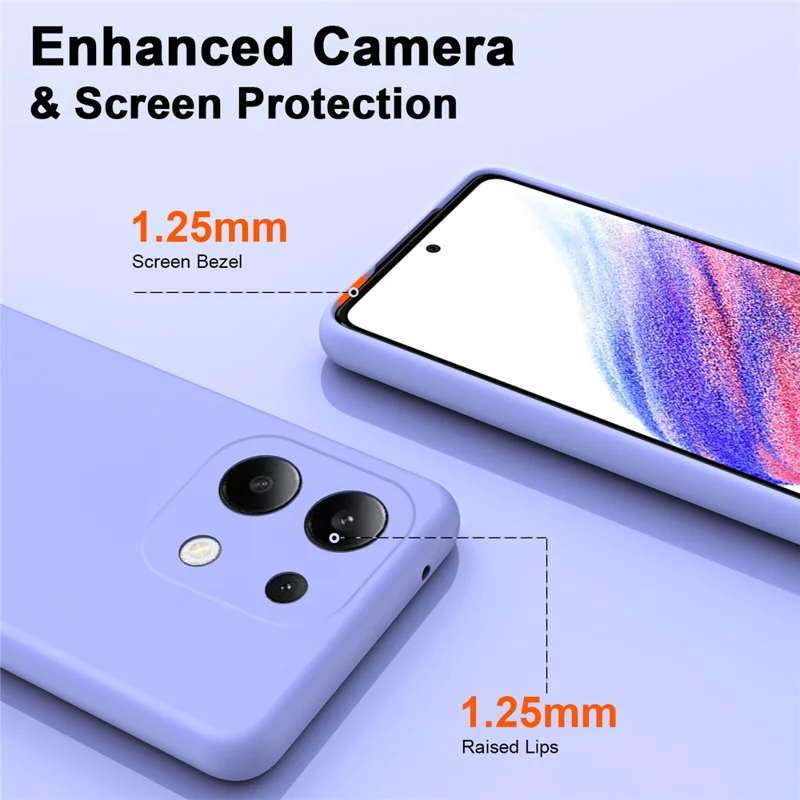 For Xiaomi Redmi Note 13 4G TPU Case 2.2mm Silky Touch Phone Cover Soft Lining - Purple