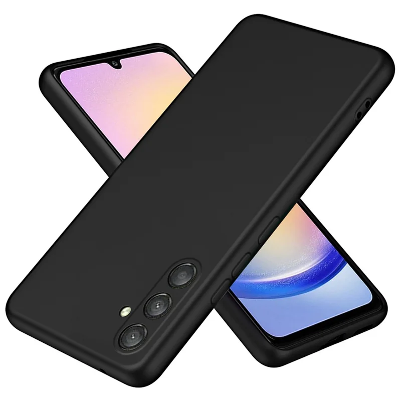 For Samsung Galaxy A25 5G (Global) (161.0 x 76.5 x 8.3mm) Case 2.2mm Silky Touch Soft Lining TPU Phone Cover - Black