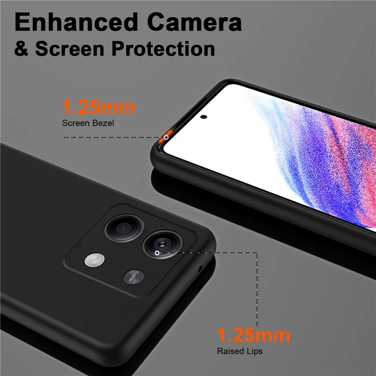 For Xiaomi Redmi Note 13 5G TPU Case 2.2mm Silky Touch Slim Phone Case Soft Lining - Black