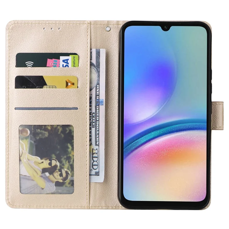 For Samsung Galaxy A54 5G Shockproof PU Leather Case Wallet Magnetic Phone Stand Cover - Gold