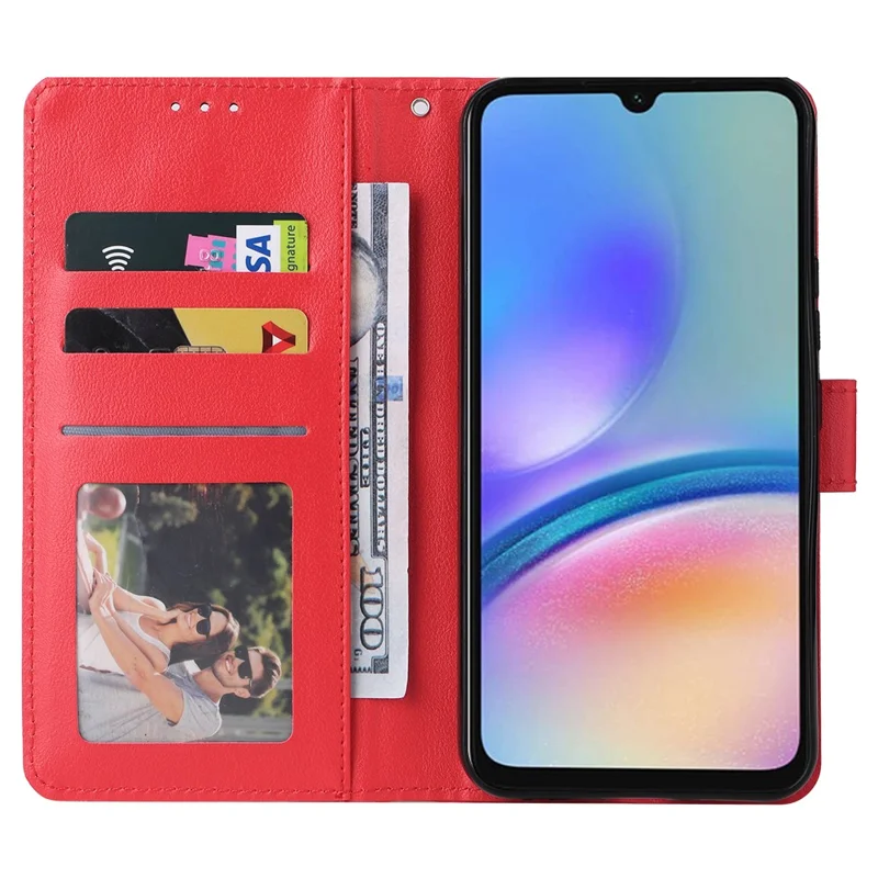 Für Samsung Galaxy A54 5G Stoßfestes PU-Leder-Etui Wallet Magnetisches Telefonständer-Cover - Rot