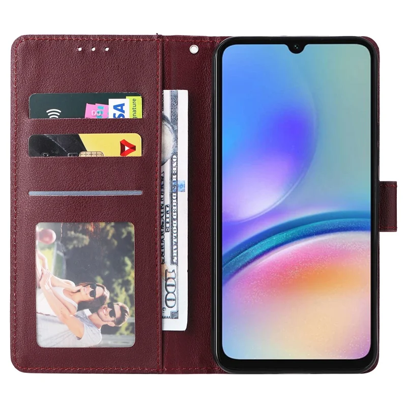 Für Samsung Galaxy A54 5G stoßfester PU-Leder-Brieftasche-Magnetständer-Telefonhülle - Weinrot