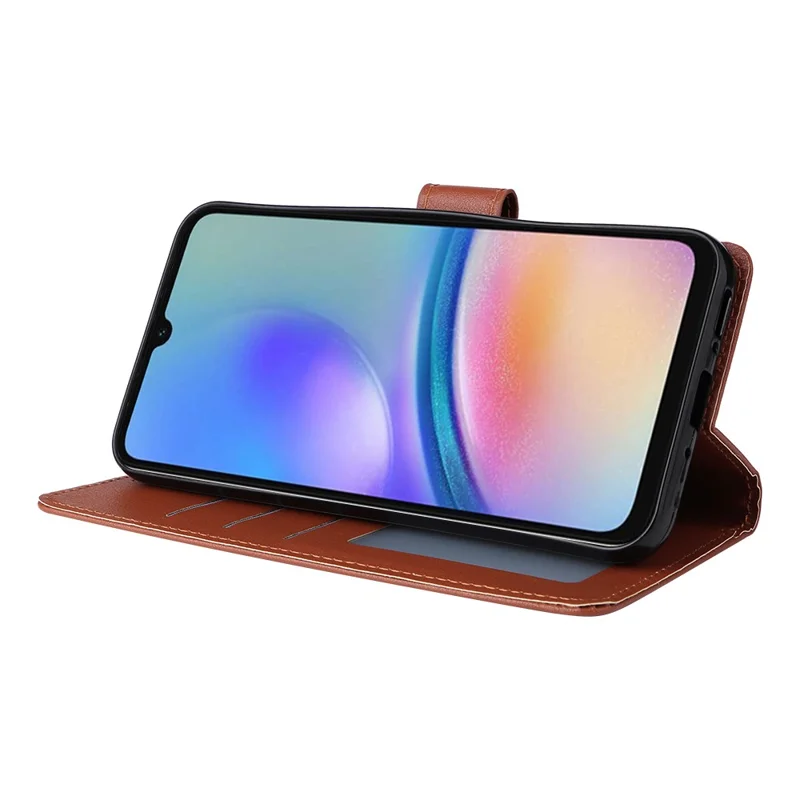 Phone Case for Samsung Galaxy A35 5G PU Leather Wallet Magnetic Clasp Stand Phone Cover - Brown
