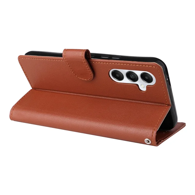 Phone Case for Samsung Galaxy A35 5G PU Leather Wallet Magnetic Clasp Stand Phone Cover - Brown