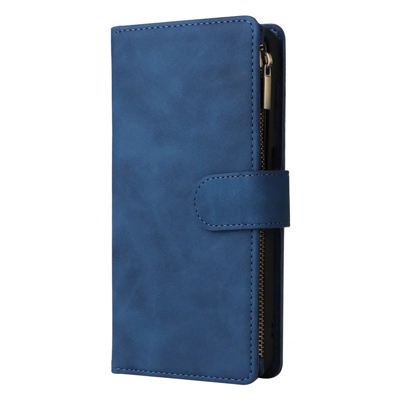 For Samsung Galaxy A15 4G / 5G Case with Card Slots PU Leather Zipper Wallet Phone Cover - Blue