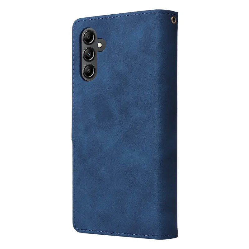 For Samsung Galaxy A15 4G / 5G Case with Card Slots PU Leather Zipper Wallet Phone Cover - Blue
