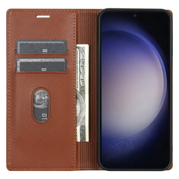 BKS-001 Para Xiaomi Redmi 13C 4G / 13C 5G / Poco C65 4G / Poco M6 5G / 13R 5G Funda de Cuero PU Cubierta Resistente a Caídas Magnética - Marrón