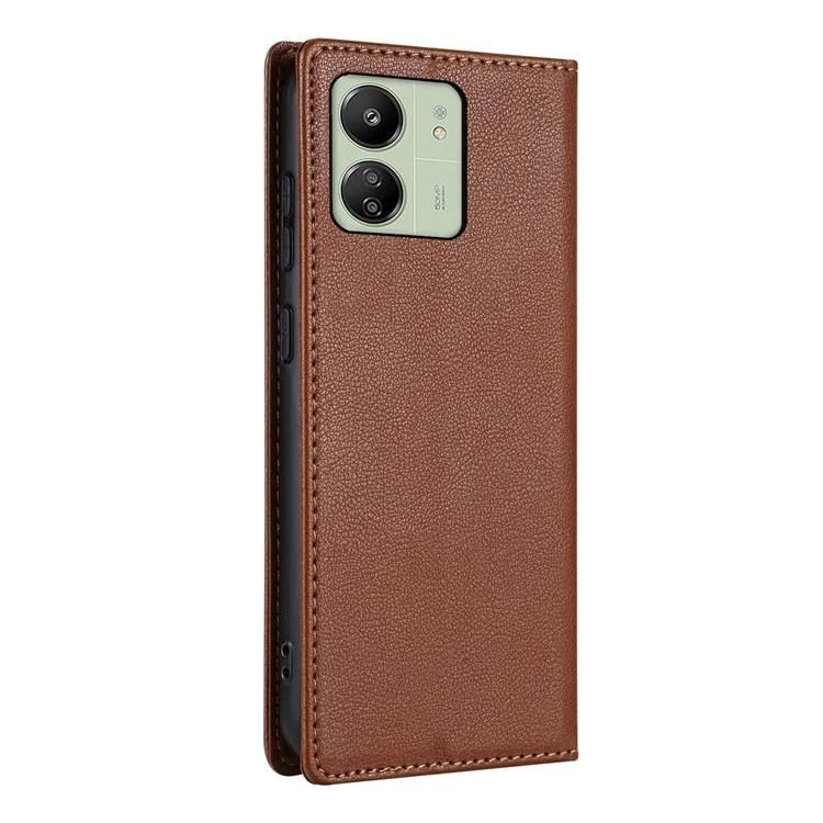 BKS-001 Para Xiaomi Redmi 13C 4G / 13C 5G / Poco C65 4G / Poco M6 5G / 13R 5G Funda de Cuero PU Cubierta Resistente a Caídas Magnética - Marrón
