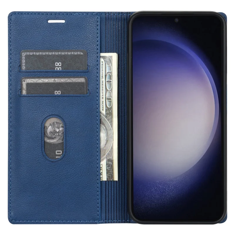 BKS-001 For Xiaomi Redmi 13C 4G / 13C 5G / Poco C65 4G / Poco M6 5G / 13R 5G Case PU Leather Cover Magnetic Drop-Resistant Shell - Blue