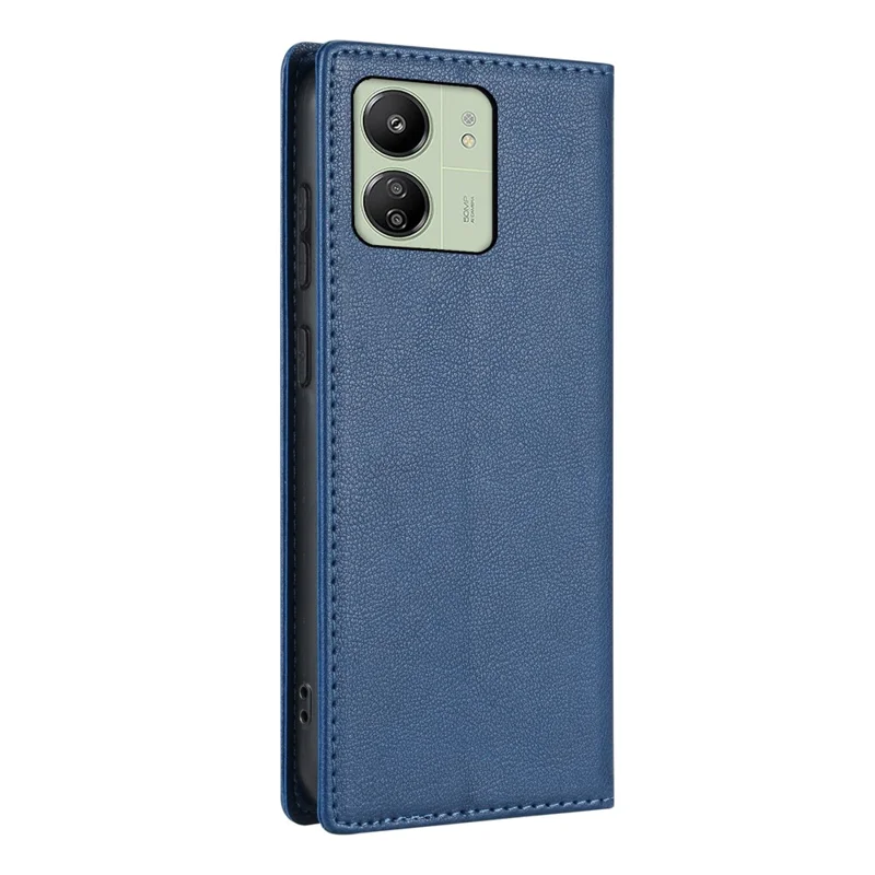 BKS-001 For Xiaomi Redmi 13C 4G / 13C 5G / Poco C65 4G / Poco M6 5G / 13R 5G Case PU Leather Cover Magnetic Drop-Resistant Shell - Blue