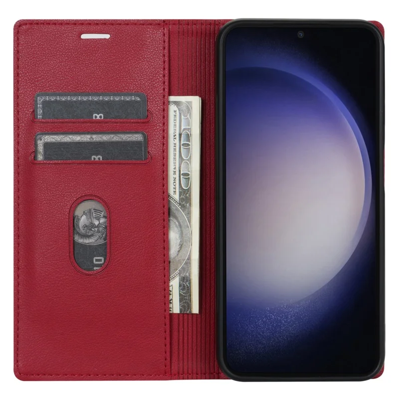 BKS-001 For Xiaomi Redmi 13C 4G / 13C 5G / Poco C65 4G / Poco M6 5G / 13R 5G Case PU Leather Cover Magnetic Drop-Resistant Shell - Red