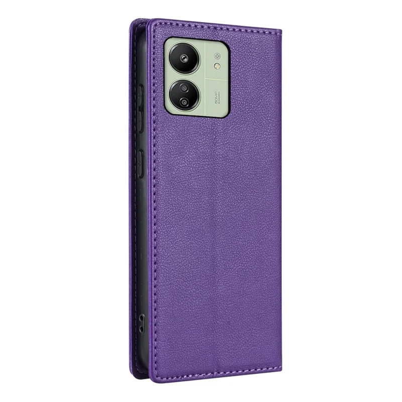 BKS-001 For Xiaomi Redmi 13C 4G / 13C 5G / Poco C65 4G / Poco M6 5G / 13R 5G Case PU Leather Cover Magnetic Drop-Resistant Shell - Purple