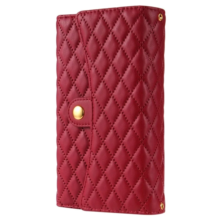 BKS-002 For Xiaomi Redmi Note 13 5G Anti-Scratch Wallet Case PU Leather Phone Cover Zipper Pocket Stand - Red