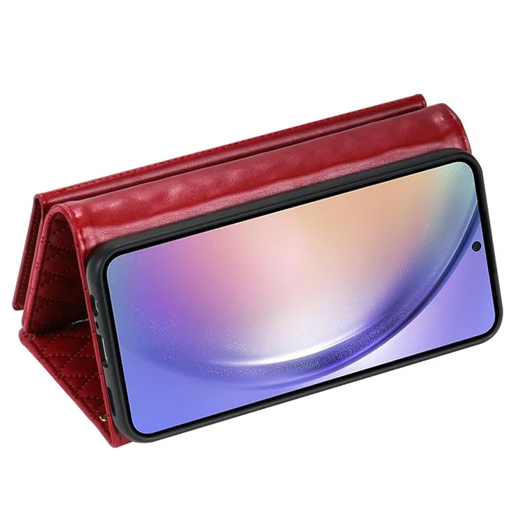 BKS-002 For Xiaomi Redmi Note 13 5G Anti-Scratch Wallet Case PU Leather Phone Cover Zipper Pocket Stand - Red