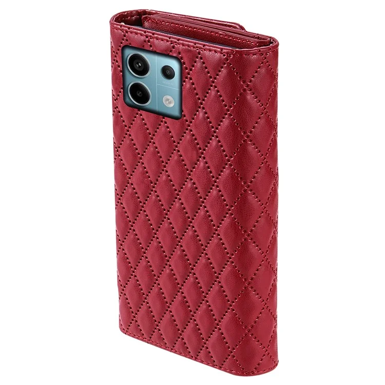 BKS-002 For Xiaomi Redmi Note 13 5G Anti-Scratch Wallet Case PU Leather Phone Cover Zipper Pocket Stand - Red
