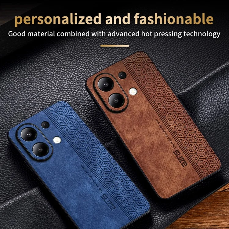 AZNS For Xiaomi Redmi Note 13 4G Case Anti-Scratch PU Leather Coated TPU Phone Cover - Brown
