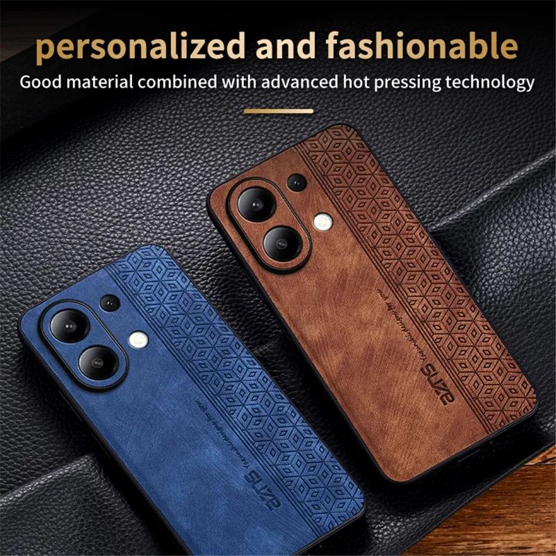 AZNS For Xiaomi Redmi Note 13 4G Case Anti-Scratch PU Leather Coated TPU Phone Cover - Purple