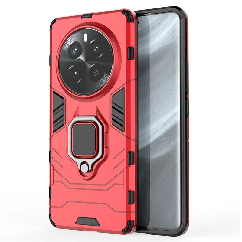 For Realme 12 Pro+ 5G / Realme 12 Pro 5G Shockproof Phone Case Ring Holder Kickstand Phone Cover - Red