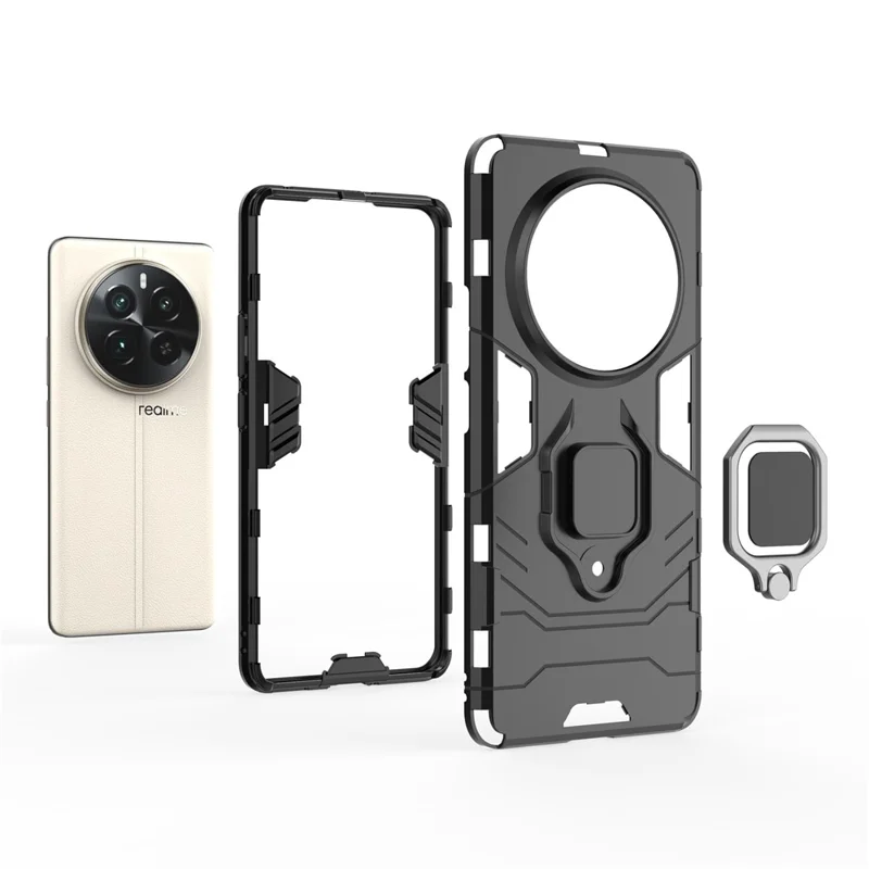 For Realme 12 Pro+ 5G / Realme 12 Pro 5G Shockproof Phone Case Ring Holder Kickstand Phone Cover - Red