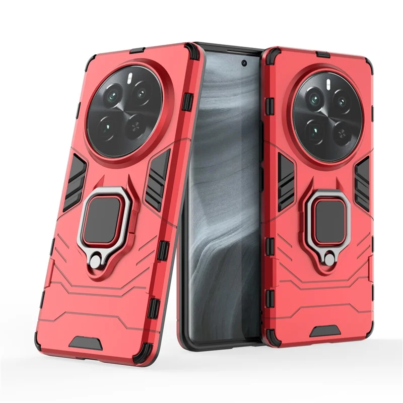 For Realme 12 Pro+ 5G / Realme 12 Pro 5G Shockproof Phone Case Ring Holder Kickstand Phone Cover - Red