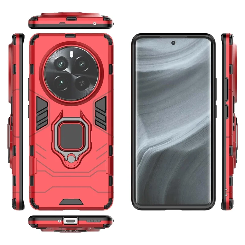 For Realme 12 Pro+ 5G / Realme 12 Pro 5G Shockproof Phone Case Ring Holder Kickstand Phone Cover - Red
