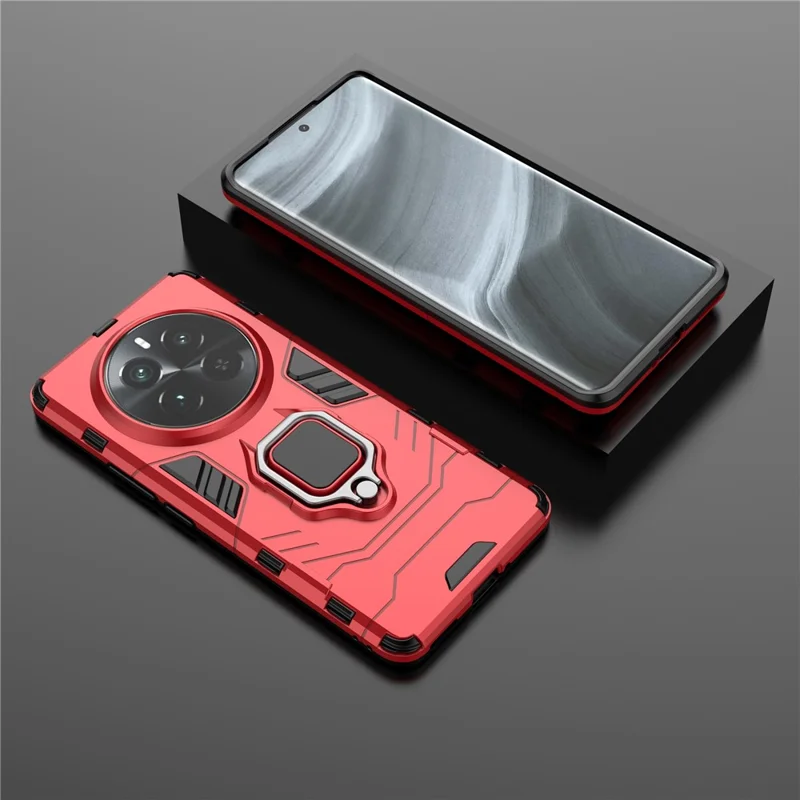 For Realme 12 Pro+ 5G / Realme 12 Pro 5G Shockproof Phone Case Ring Holder Kickstand Phone Cover - Red