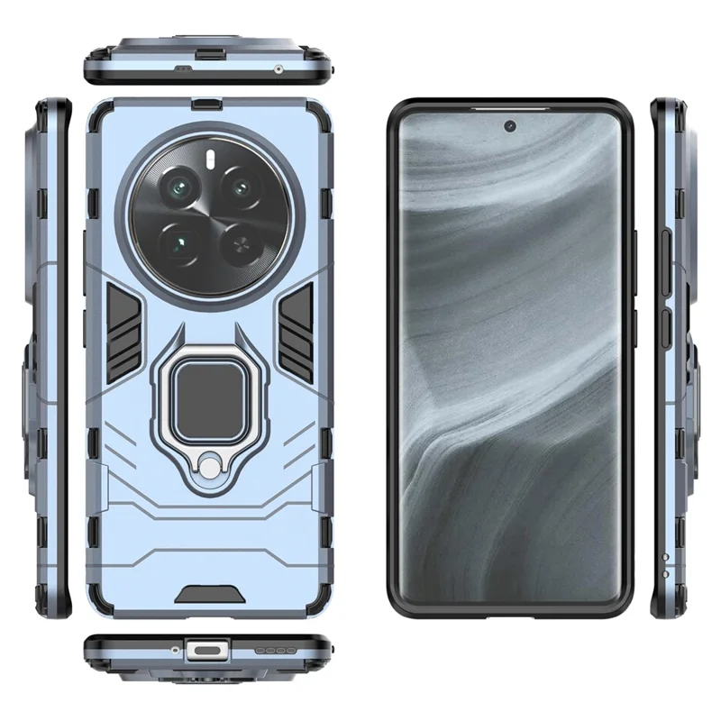 For Realme 12 Pro+ 5G / Realme 12 Pro 5G Shockproof Phone Case Ring Holder Kickstand Phone Cover - Blue