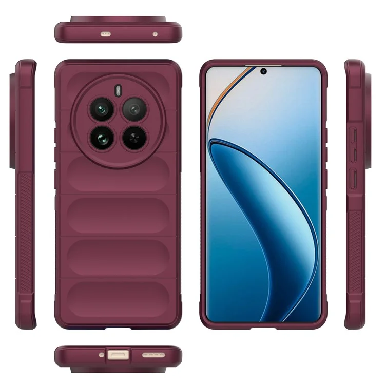 For Realme 12 Pro 5G / 12 Pro+ 5G TPU Case Drop-proof Mobile Phone Cover - Wine Red