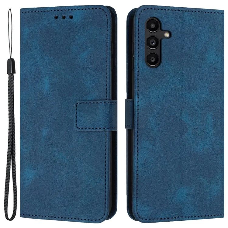 Supporto per telefono Cover per Samsung Galaxy A55 5G Case Skin-touch Pelle PU+TPU Custodia per telefono - Blu