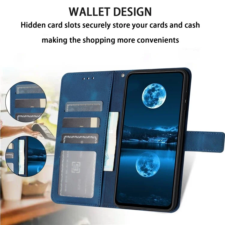 Supporto per telefono Cover per Samsung Galaxy A55 5G Case Skin-touch Pelle PU+TPU Custodia per telefono - Blu