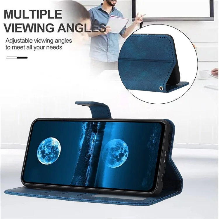 Supporto per telefono Cover per Samsung Galaxy A55 5G Case Skin-touch Pelle PU+TPU Custodia per telefono - Blu