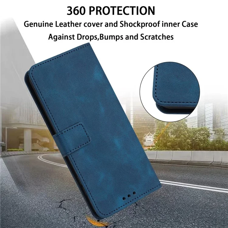 Supporto per telefono Cover per Samsung Galaxy A55 5G Case Skin-touch Pelle PU+TPU Custodia per telefono - Blu