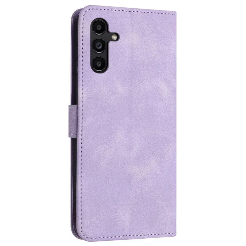 For Samsung Galaxy A15 5G Drop Protection Case Skin-touch PU Leather Phone Stand Cover - Purple
