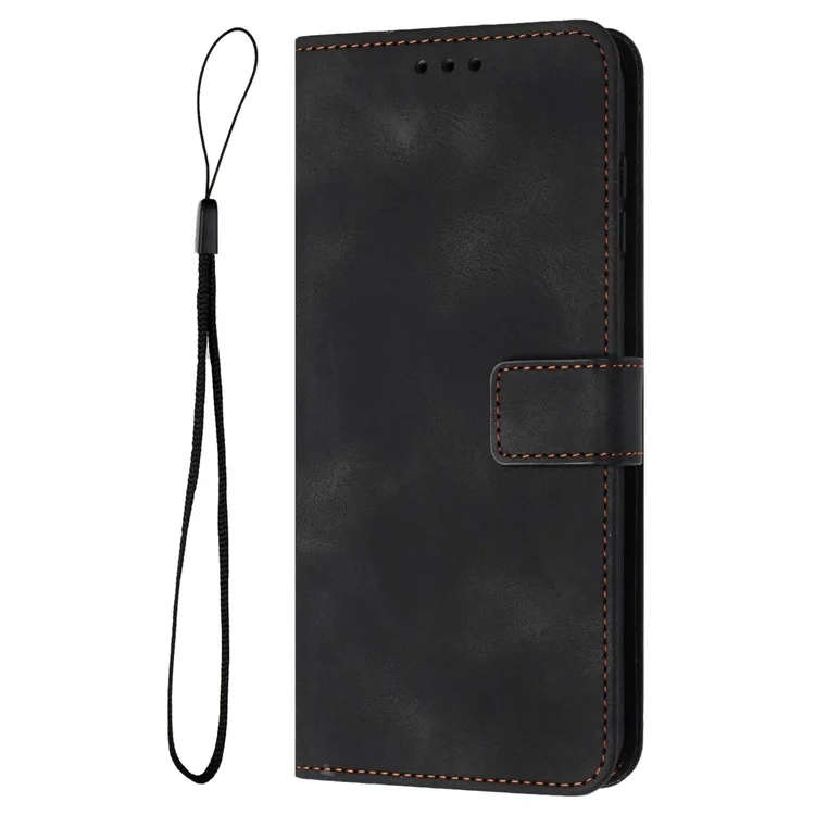 For Samsung Galaxy S24 Ultra Cell Phone Case Skin-touch PU Leather Dustproof Phone Stand Cover - Black