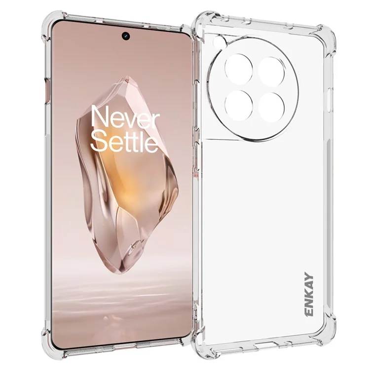 ENKAY HAT PRINCE For OnePlus Ace 3 5G / 12R 5G Clear Case Four Corners Reinforced Anti-Slip Strip Edge TPU Phone Cover