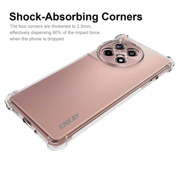 ENKAY HAT PRINCE For OnePlus Ace 3 5G / 12R 5G Clear Case Four Corners Reinforced Anti-Slip Strip Edge TPU Phone Cover