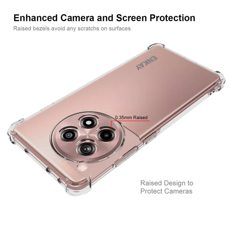 ENKAY HAT PRINCE For OnePlus Ace 3 5G / 12R 5G Clear Case Four Corners Reinforced Anti-Slip Strip Edge TPU Phone Cover