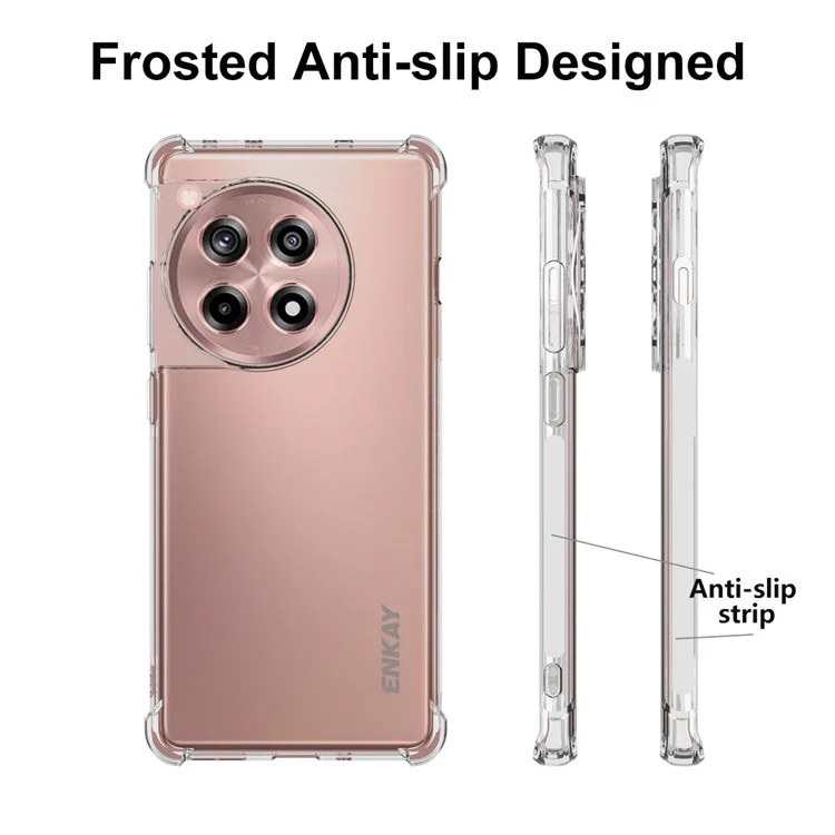 ENKAY HAT PRINCE For OnePlus Ace 3 5G / 12R 5G Clear Case Four Corners Reinforced Anti-Slip Strip Edge TPU Phone Cover