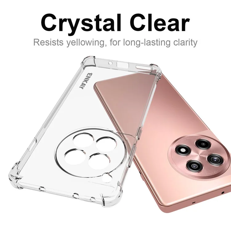 ENKAY HAT PRINCE For OnePlus Ace 3 5G / 12R 5G Clear Case Four Corners Reinforced Anti-Slip Strip Edge TPU Phone Cover