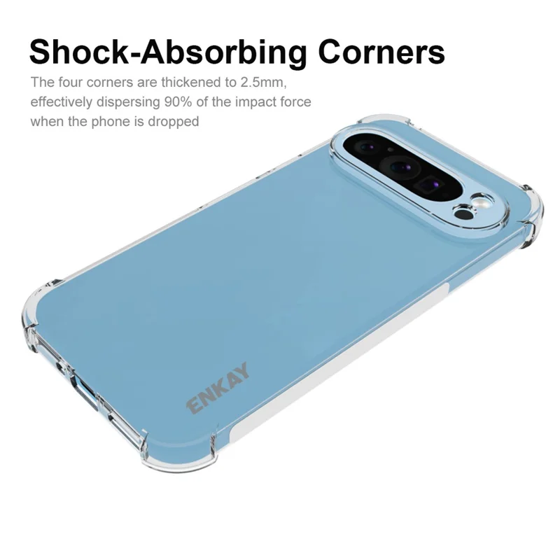 Enkay Hat Prince Para Google Pixel 9 Case TPU HD Corrientes de Esquinas Espesadas Transparentes Tapa Trasera