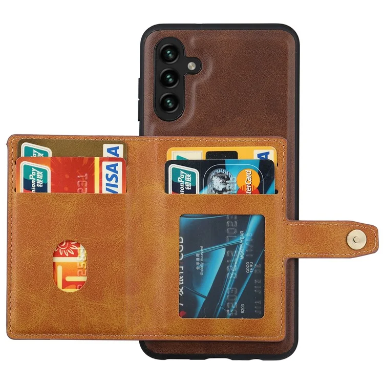 Per Samsung Galaxy A35 5G Custodia in Pelle PU+TPU con Supporto e Slot per Schede - Marrone