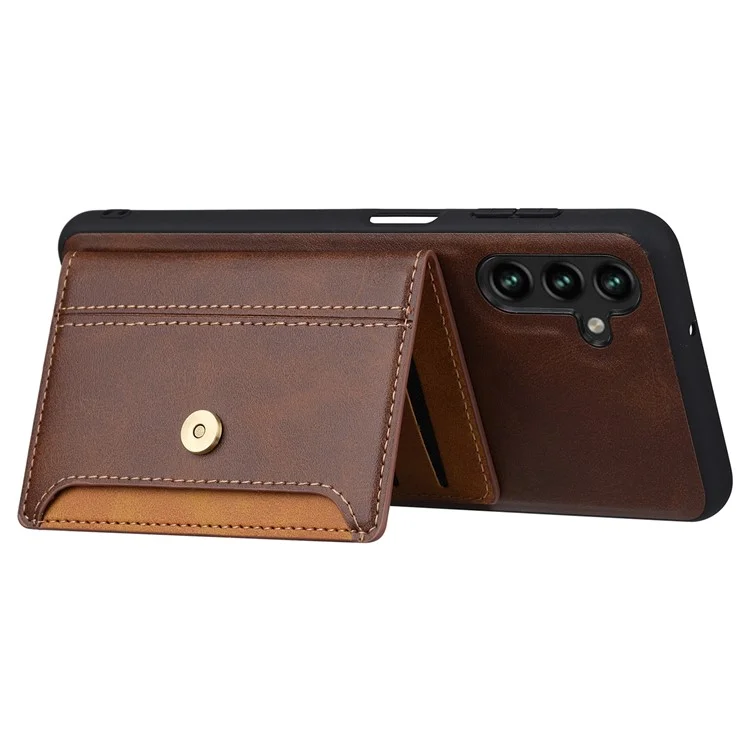 Per Samsung Galaxy A35 5G Custodia in Pelle PU+TPU con Supporto e Slot per Schede - Marrone