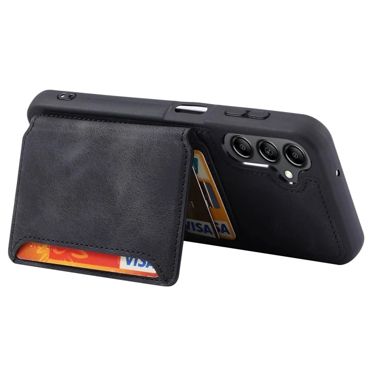 For Samsung Galaxy A55 5G Case Leather+TPU Phone Cover with RFID Blocking Wallet - Black