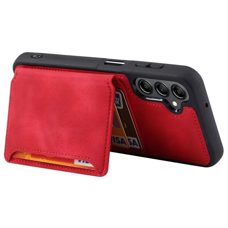 For Samsung Galaxy A55 5G Case Leather+TPU Phone Cover with RFID Blocking Wallet - Red