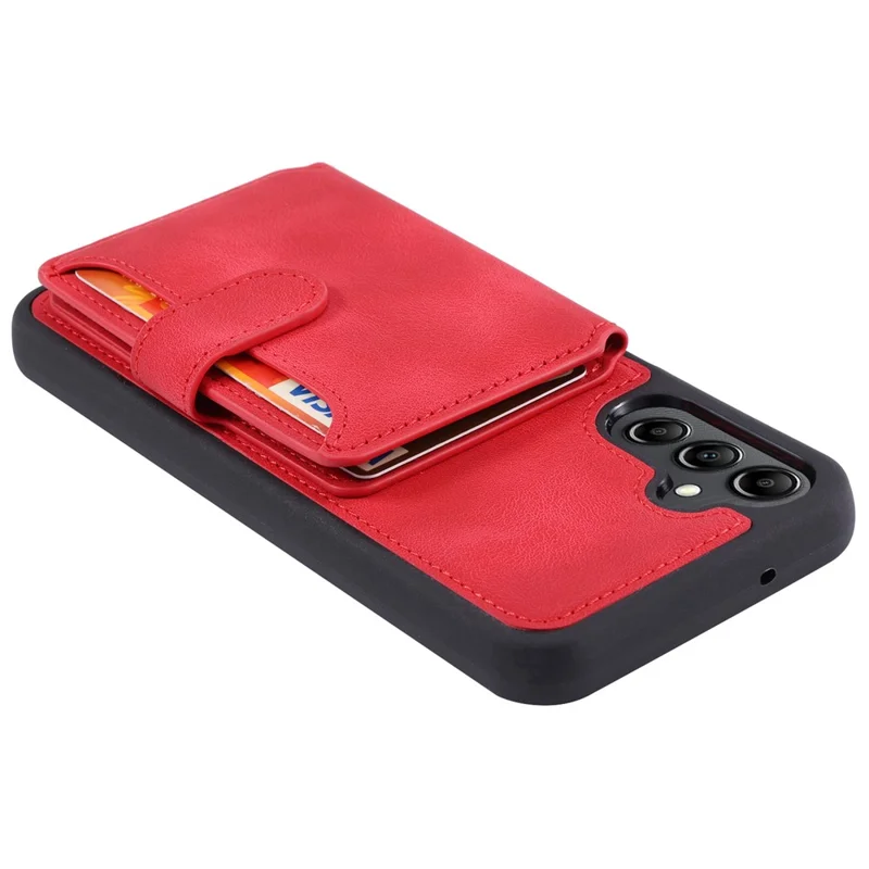 For Samsung Galaxy A55 5G Case Leather+TPU Phone Cover with RFID Blocking Wallet - Red
