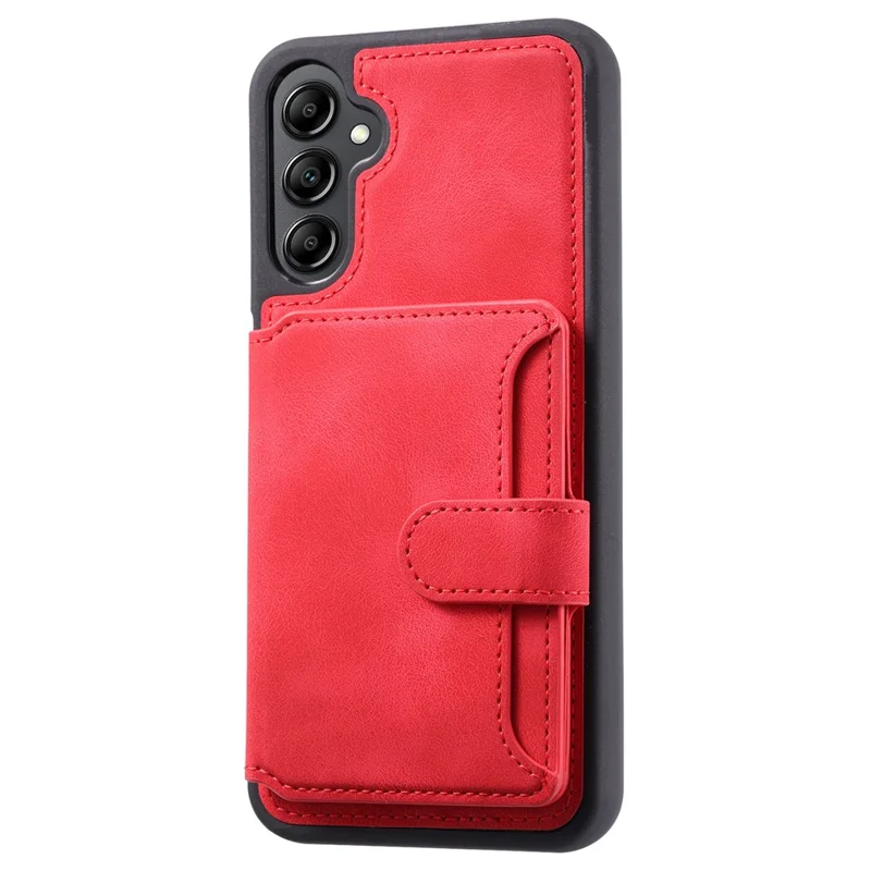 For Samsung Galaxy A55 5G Case Leather+TPU Phone Cover with RFID Blocking Wallet - Red