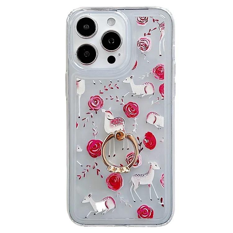 Für iPhone 15 Pro Case Butterfly Pattern Printing TPU Airbag Phone Cover mit Ständer - Style A