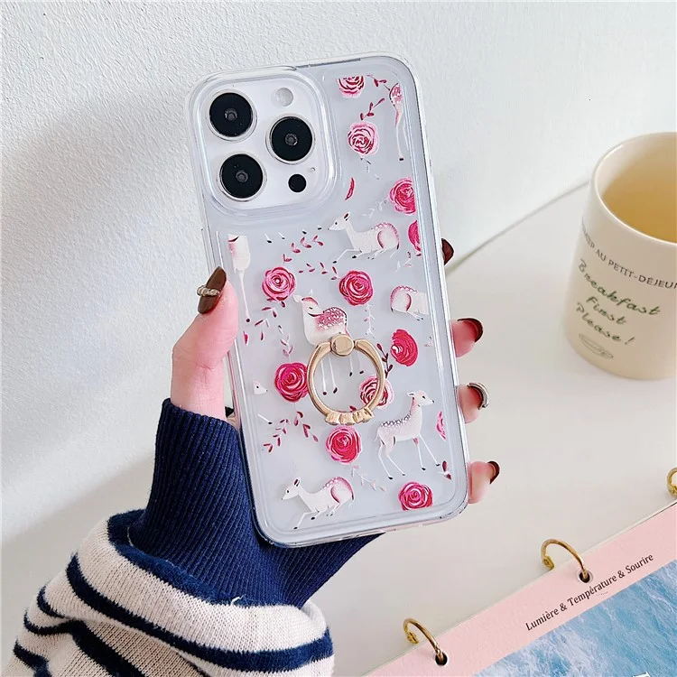Für iPhone 15 Pro Case Butterfly Pattern Printing TPU Airbag Phone Cover mit Ständer - Style A