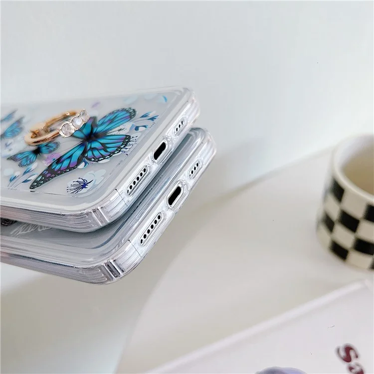 Für iPhone 15 Pro Case Butterfly Pattern Printing TPU Airbag Phone Cover mit Ständer - Style A