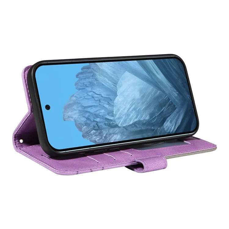 For Google Pixel 10 Pro / 10 / 9 Pro / 9 Leather Case Wallet Stand Color Splicing Phone Cover - Light Purple